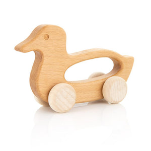 Wooden duck grab toy - angle view