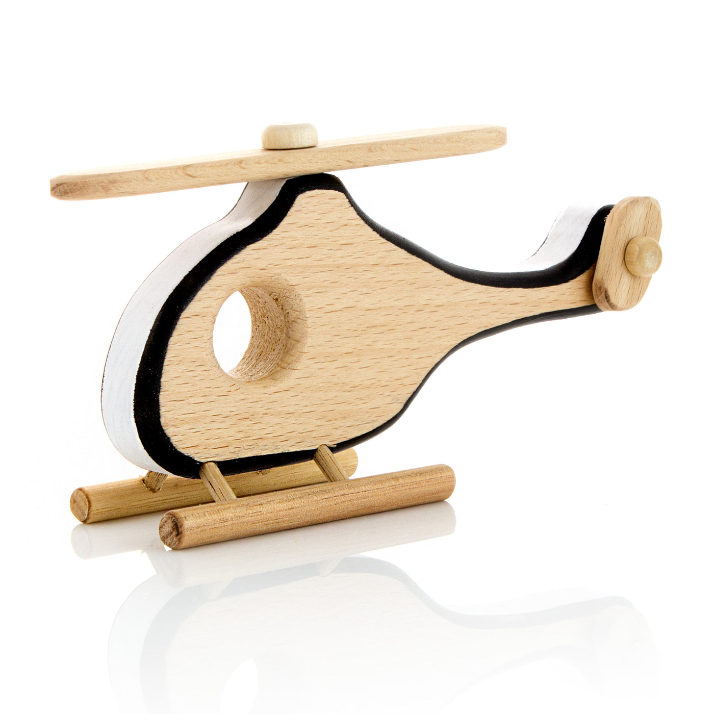 Monochrome Wooden Toy Helicopter – Milton Ashby