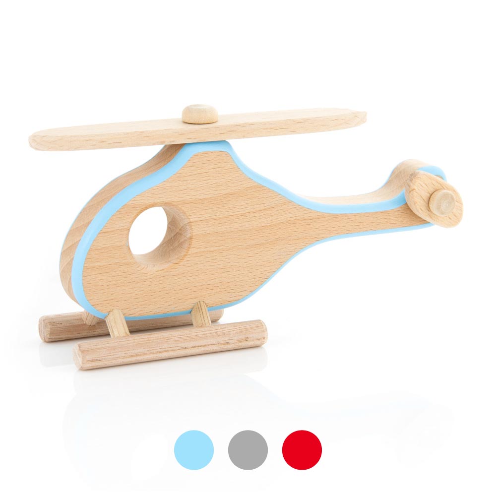 Wooden Toy Helicopter With Racing Stripes – Milton Ashby