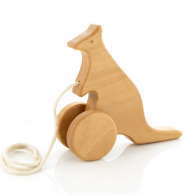 Hopping kangaroo toy in natural